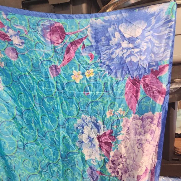 Dana Xu 100 Silk Extra Large Body Scarf Wrap Blue Purple NWT - Picture 4 of 8